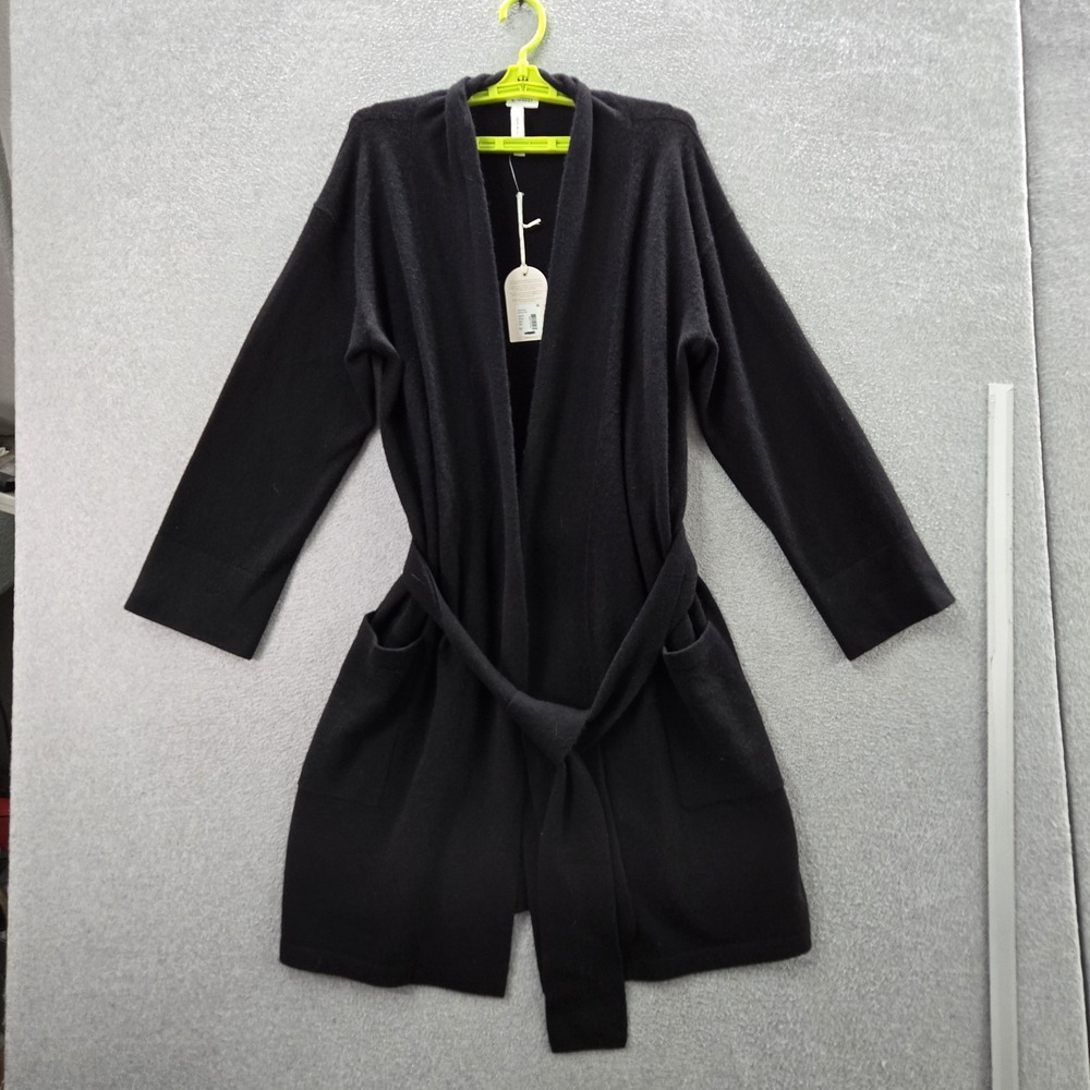 Van Winkle & Co Women‎ Robe M Black Cashmere Cardigan Wrap Shawl Collar NWT